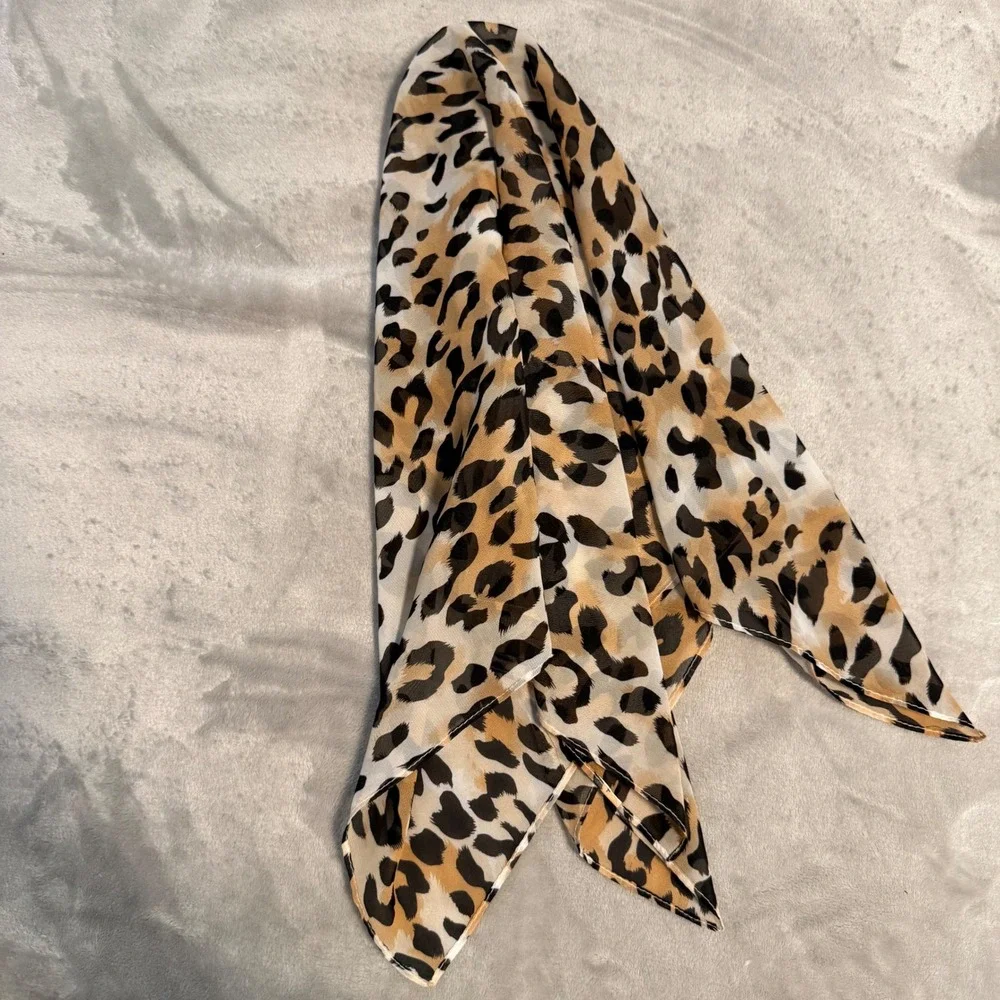 Leopard Print Silky Square Scarf 28
